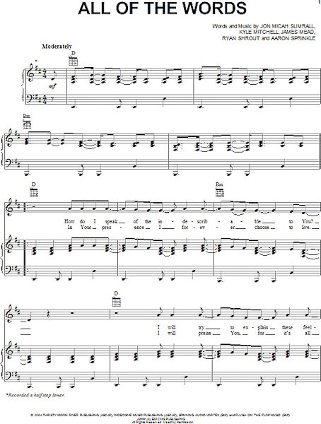 open zoom image for All Of The Words - Piano/Vocal/Guitar, New, Main