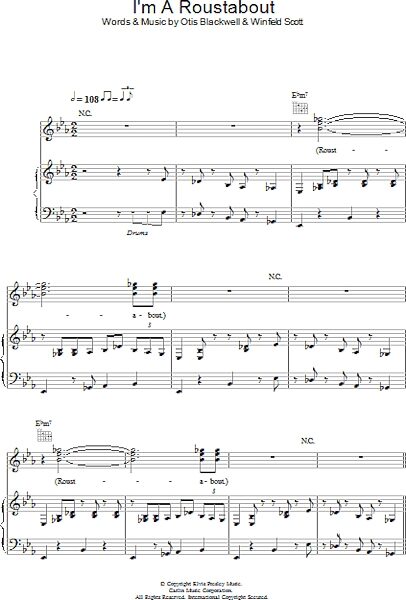 open zoom image for I'm A Roustabout - Piano/Vocal/Guitar, New, Main