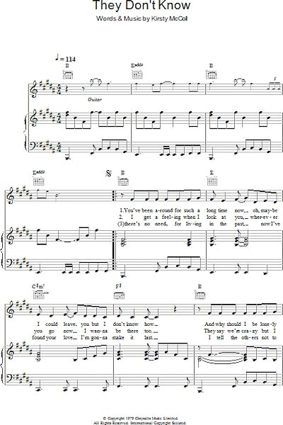 open zoom image for They Don't Know - Piano/Vocal/Guitar, New, Main
