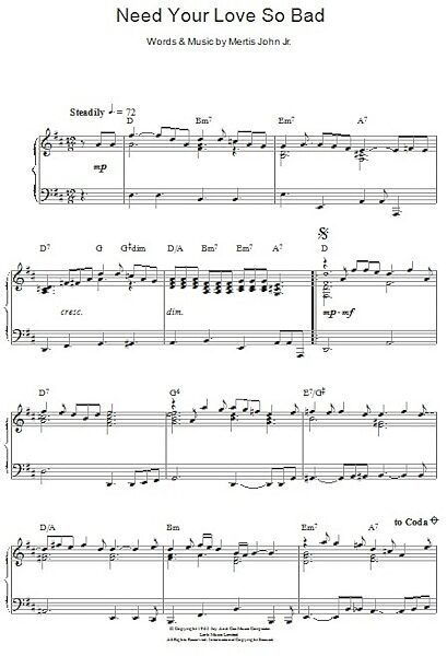 open zoom image for Need Your Love So Bad - Piano Solo, New, Main