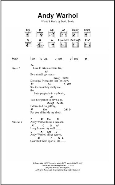 open zoom image for Andy Warhol - Guitar Chords/Lyrics, New, Main