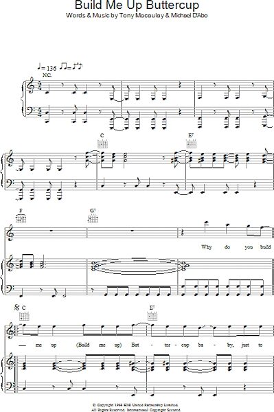 open zoom image for Build Me Up, Buttercup - Piano/Vocal/Guitar, New, Main