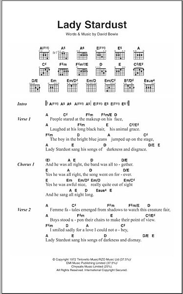 open zoom image for Lady Stardust - Guitar Chords/Lyrics, New, Main