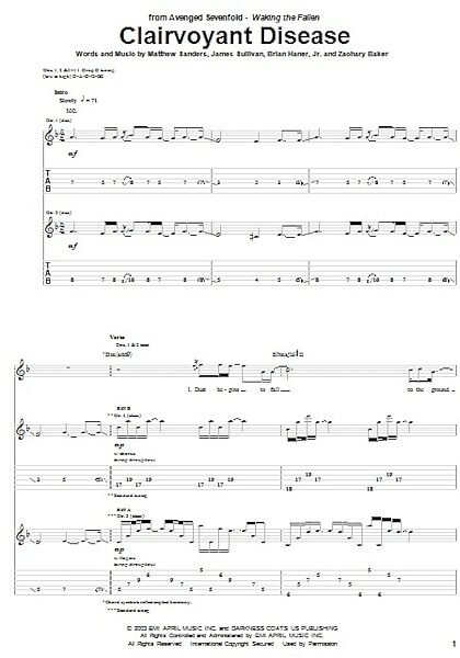 open zoom image for Clairvoyant Disease - Guitar TAB, New, Main