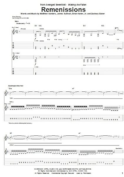 open zoom image for Remenissions - Guitar TAB, New, Main