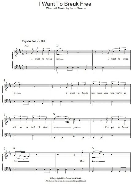 open zoom image for I Want To Break Free - Easy Piano, New, Main
