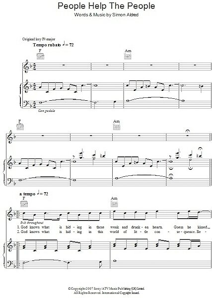 open zoom image for People Help The People - Piano/Vocal/Guitar, New, Main