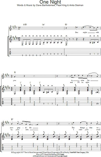 open zoom image for One Night - Guitar TAB, New, Main