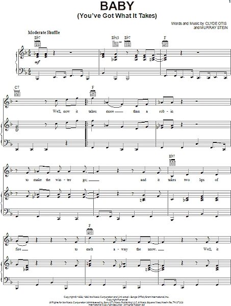 open zoom image for Baby (You've Got What It Takes) - Piano/Vocal/Guitar, New, Main