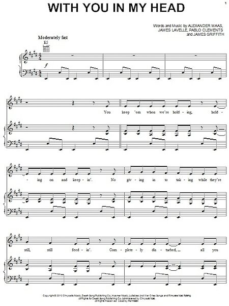 open zoom image for With You In My Head - Piano/Vocal/Guitar, New, Main