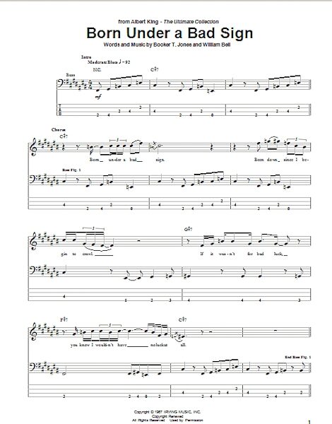 open zoom image for Born Under A Bad Sign - Bass Tab, New, Main