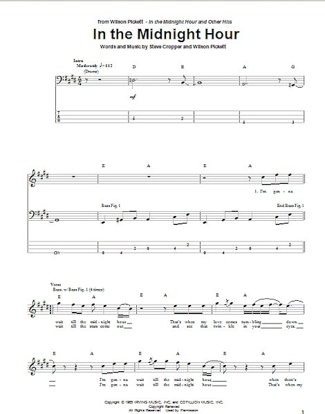open zoom image for In The Midnight Hour - Bass Tab, New, Main