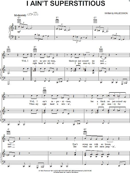 open zoom image for I Ain't Superstitious - Piano/Vocal/Guitar, New, Main