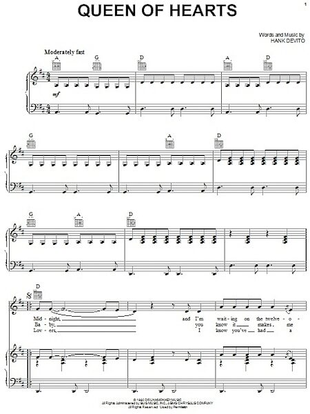 open zoom image for Queen Of Hearts - Piano/Vocal/Guitar, New, Main