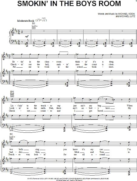 open zoom image for Smokin' In The Boys Room - Piano/Vocal/Guitar, New, Main