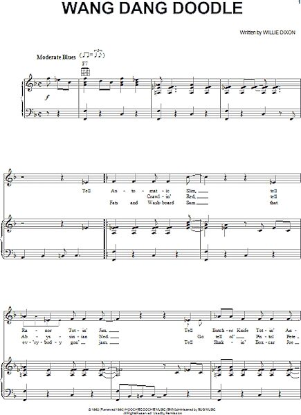 open zoom image for Wang Dang Doodle - Piano/Vocal/Guitar, New, Main
