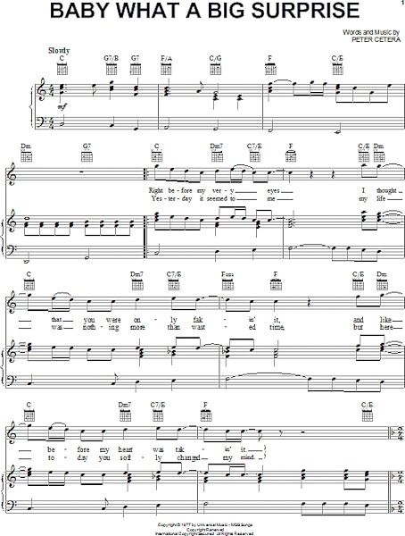 open zoom image for Baby What A Big Surprise - Piano/Vocal/Guitar, New, Main