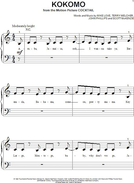 open zoom image for Kokomo - Big Note Piano, New, Main