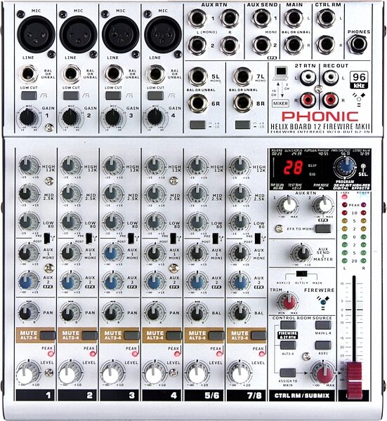 open zoom image for Phonic Helix12FW MkII 12-Channel Mixer with FireWire, Top--Helix Board 12 FW MKII front