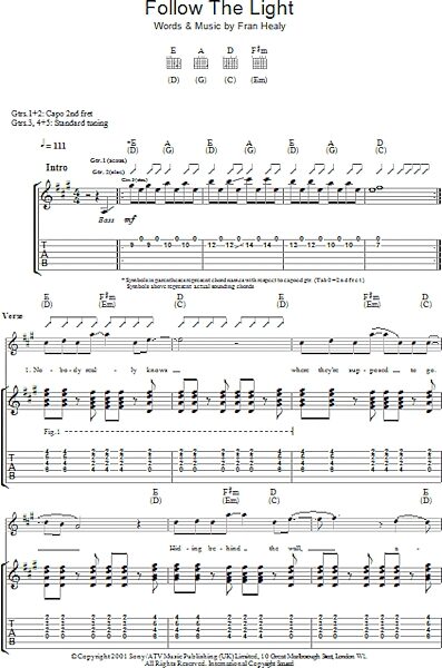 open zoom image for Follow The Light - Guitar TAB, New, Main