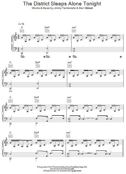 open zoom image for The District Sleeps Alone Tonight - Piano/Vocal/Guitar, New, Main
