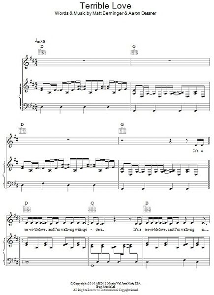 open zoom image for Terrible Love - Piano/Vocal/Guitar, New, Main