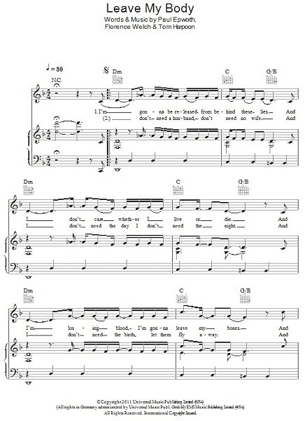 open zoom image for Leave My Body - Piano/Vocal/Guitar, New, Main