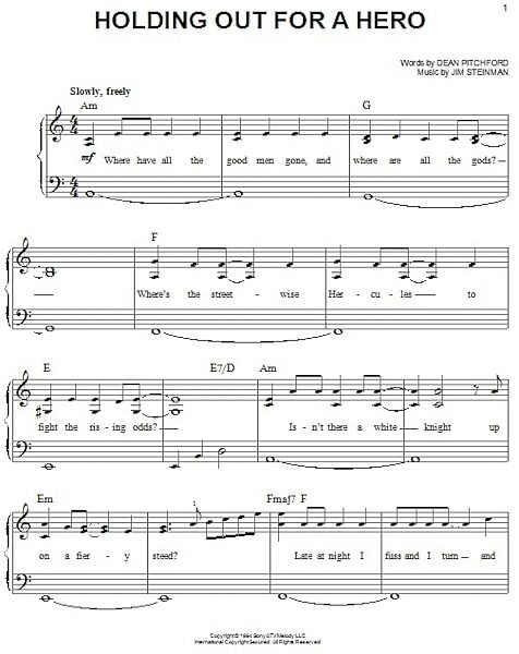 open zoom image for Holding Out For A Hero - Easy Piano, New, Main