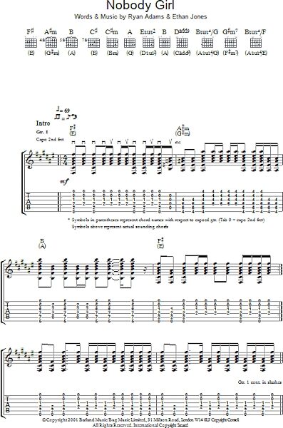 open zoom image for Nobody Girl - Guitar TAB, New, Main