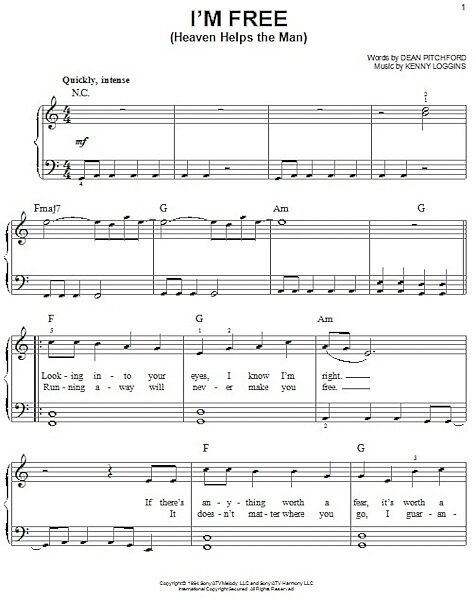 open zoom image for I'm Free (Heaven Helps The Man) - Easy Piano, New, Main