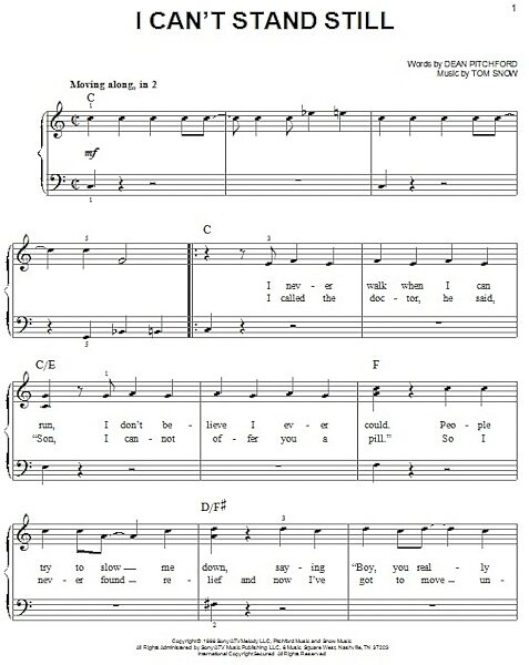 open zoom image for I Can't Stand Still - Easy Piano, New, Main