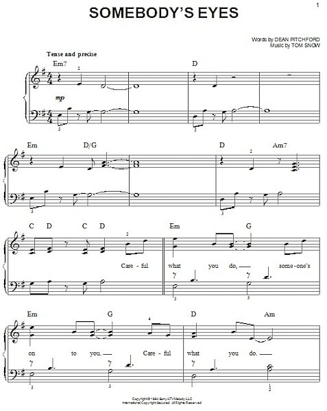 open zoom image for Somebody's Eyes - Easy Piano, New, Main