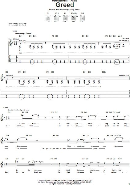 open zoom image for Greed - Guitar TAB, New, Main