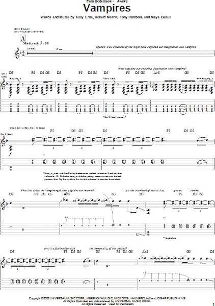 open zoom image for Vampires - Guitar TAB, New, Main