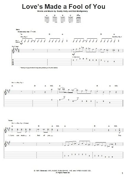 open zoom image for Love's Made A Fool Of You - Guitar TAB, New, Main