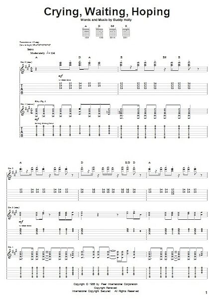 open zoom image for Crying, Waiting, Hoping - Guitar TAB, New, Main