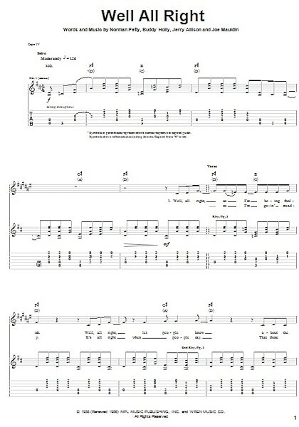 open zoom image for Well All Right - Guitar TAB, New, Main