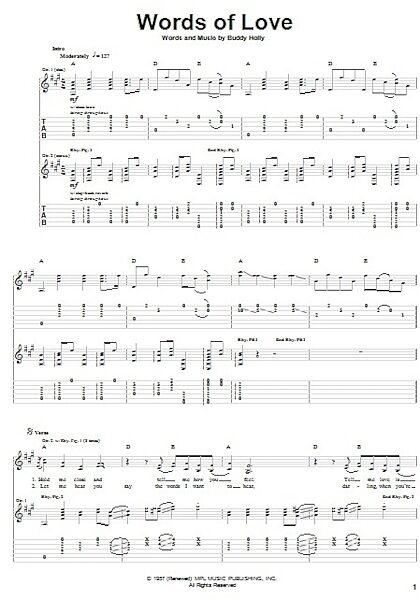 open zoom image for Words Of Love - Guitar TAB, New, Main