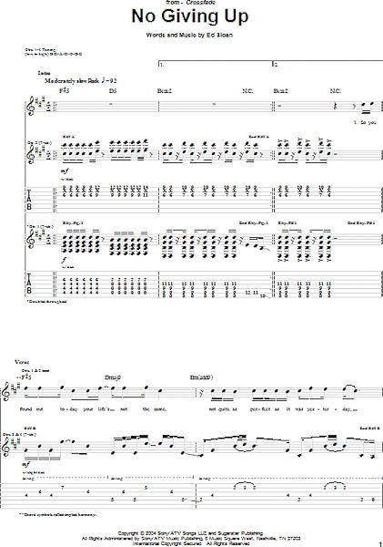 open zoom image for No Giving Up - Guitar TAB, New, Main