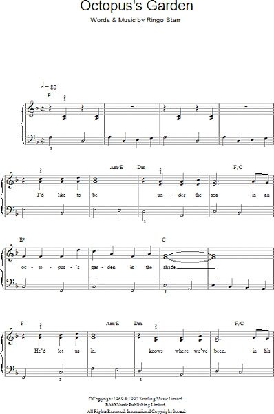 open zoom image for Octopus's Garden - Piano/Vocal/Guitar, New, Main