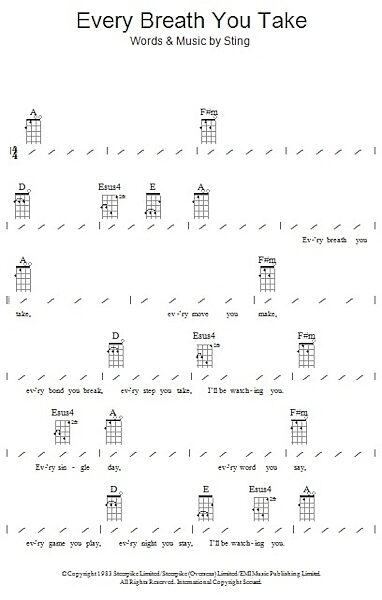 open zoom image for Every Breath You Take - Ukulele Chords/Lyrics, New, Main