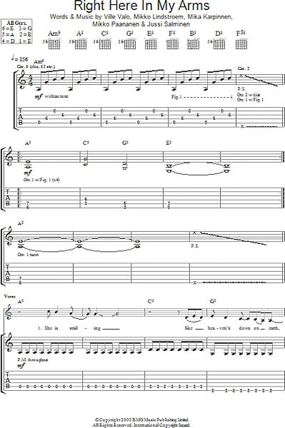 open zoom image for Right Here In My Arms - Guitar TAB, New, Main