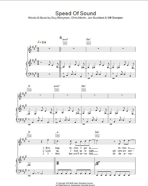open zoom image for Speed Of Sound - Piano/Vocal/Guitar, New, Main