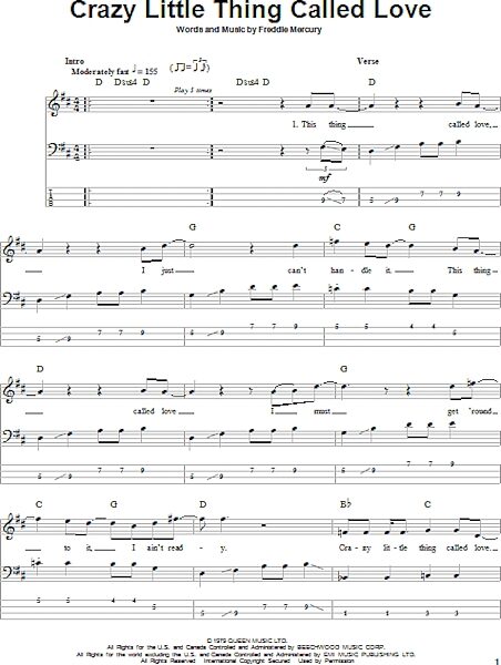 open zoom image for Crazy Little Thing Called Love - Bass Tab, New, Main