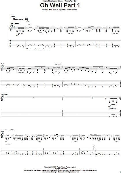 open zoom image for Oh Well Part 1 - Guitar TAB, New, Main