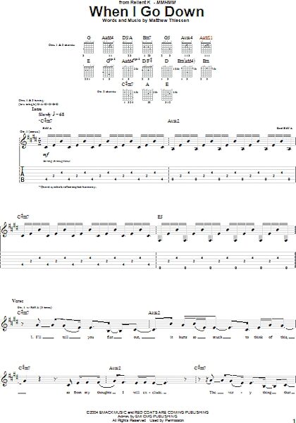 open zoom image for When I Go Down - Guitar TAB, New, Main
