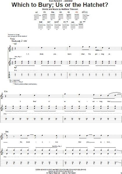 open zoom image for Which To Bury; Us Or The Hatchet? - Guitar TAB, New, Main