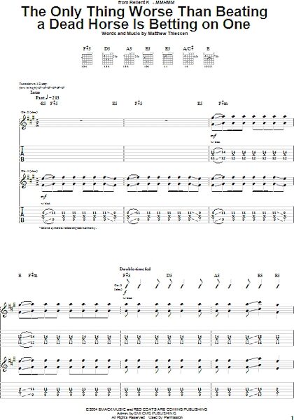 open zoom image for The Only Thing Worse Than Beating A Dead Horse Is Betting On One - Guitar TAB, New, Main