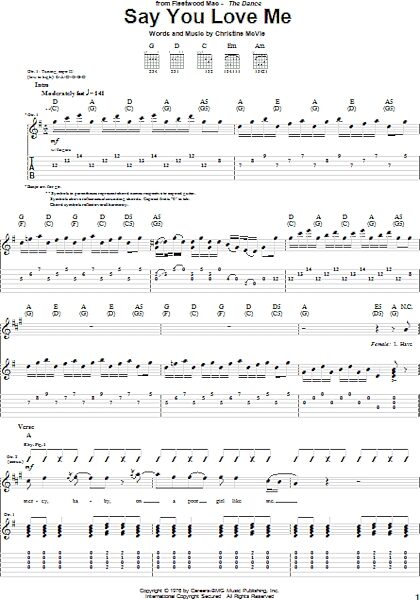 open zoom image for Say You Love Me - Guitar TAB, New, Main