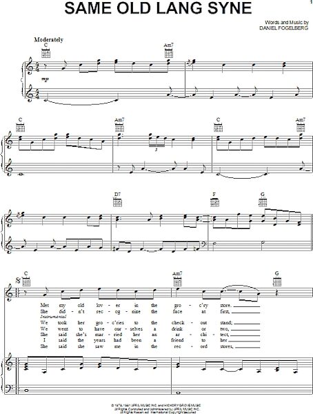 open zoom image for Same Old Lang Syne - Piano/Vocal/Guitar, New, Main